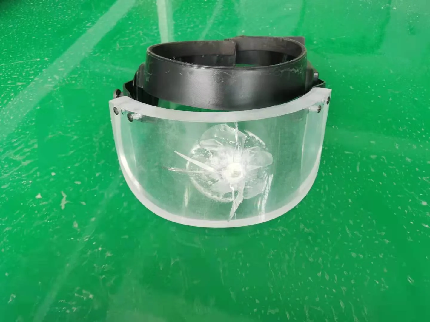 Ballistic test results showing bullet impact